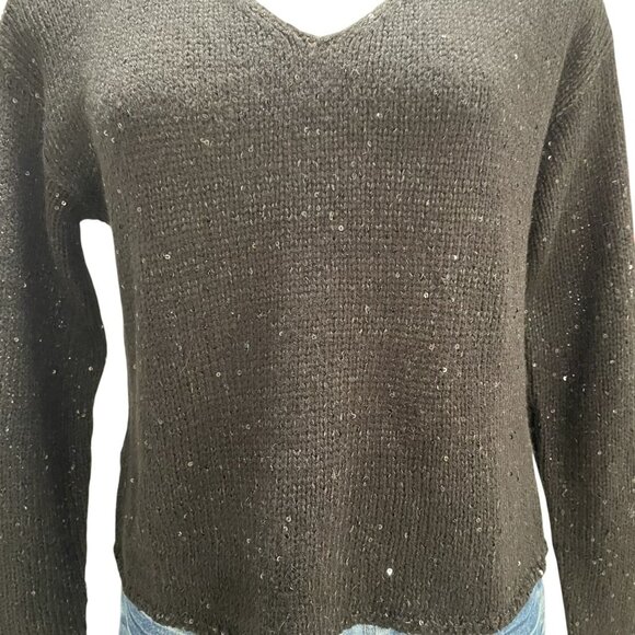 Vero Moda Black Sparkle Long Sleeve Pullover Sweater S Casual Work Minimalist - Picture 8 of 9